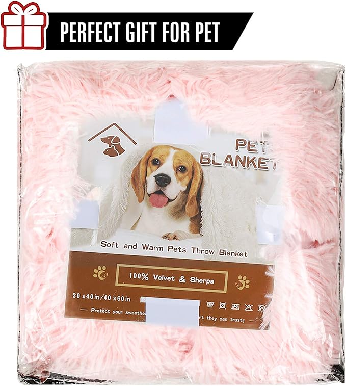 LOCHAS Luxury Fluffy Dog Blanket 20''x30'' Pink