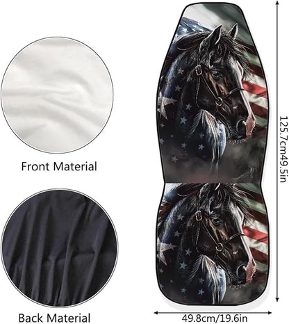 Horse American Flag Seat Covers Decorative Accessories for Cars Trucks SUV 2-Pack Car Seat Covers Car Accessories Auto Interior Covers for Truck Van SUV