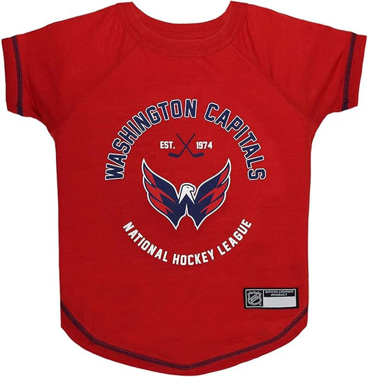 NHL Washington Capitals Tee Shirt for Dogs & Cats, X-Small. - Are You A Hockey Fan? Let Your Pet Be An NHL Fan Too!