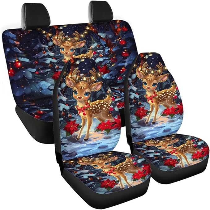 Christmas Deer Car Seat Covers Set Car Seat 4 Soft
