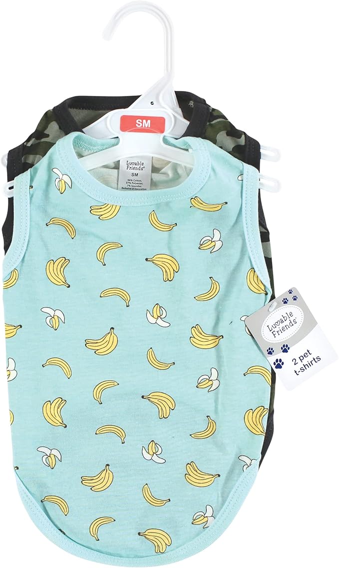 Luvable Friends Dog Pet Dog and Cats Cotton T-Shirts 2pk