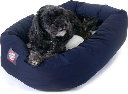 24 inch Blue & Sherpa Bagel Dog Bed By Majestic Pet Products