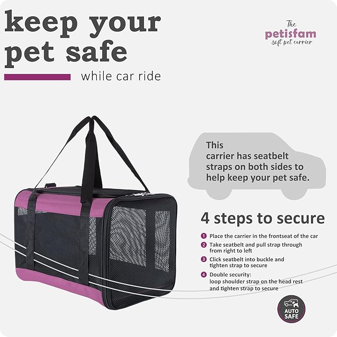 Soft Pet Carrier for Large and Medium Cats, 2 Kitties, Small Dogs. Easy to Get Cat in, Great for Cats That Don't Like Carriers (Viva Magenta)