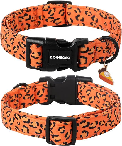 DOGWONG Leopard Print Dog Collar- Cute Designer Animal