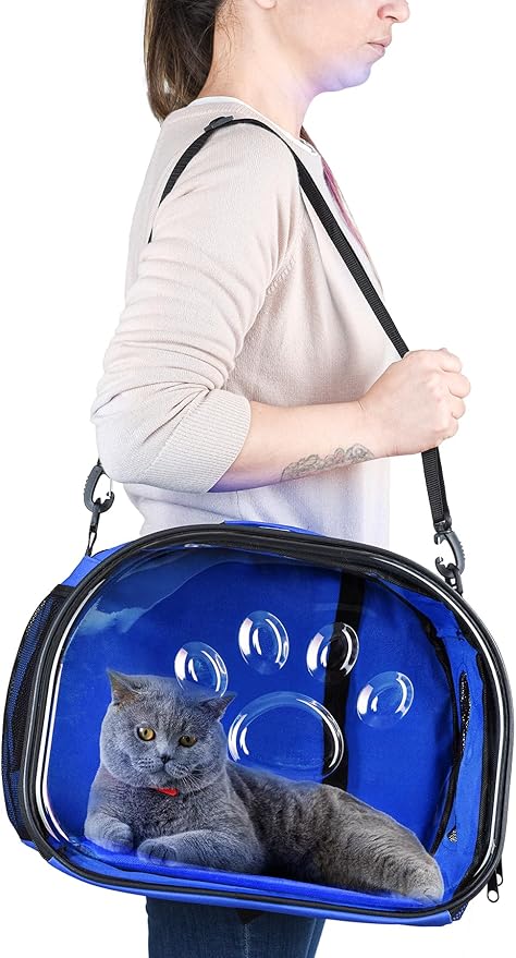 Pet Carrier Backpack, cat Carrier Bag, cat Dog Carrier Bag, Bird Carrier Bag, Backpack Carrier with Foldable Shoulder Strap, Designed for Cats and Puppies, Airline Approved, Travel, Hiking (Blue)