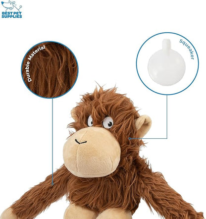 Best Pet Supplies O-Hug-Atan Interactive Squeaky Plush Toy for Small and Medium Breed Puppies or Dogs - O-Hug-Atan (Brown)