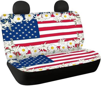 AFPANQZ America Flag Lily Dog Car Backseat Covers Dog Seat Cushion for Rear Seat Non-Slip Soft Car Seat Covers for Dogs