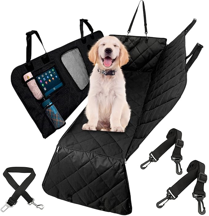 New Upgrade Dog Car Seat Cover for Back Seat of Cars SUV Trucks Waterproof Scratch Proof Dog Car Hammock Washable Pet Backseat Covers with Mesh Window