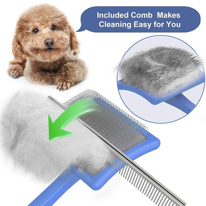 Slicker Brush for Dogs,Large Dog Brush for Grooming, Doodles Brush for Poodles, Goldendoodles and Labradoodles,Easy to Remove Tangles, Mats and Fluff- Blue