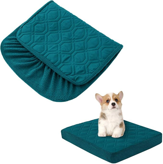 Dog Bed Covers Replacement Washable - Waterproof Dog Bed Covers Quilted, Water Absorbable Pet Puppy Bed Cover for Dog Cat, Cover Only 30Lx20Wx6H Inches Peacockgreen