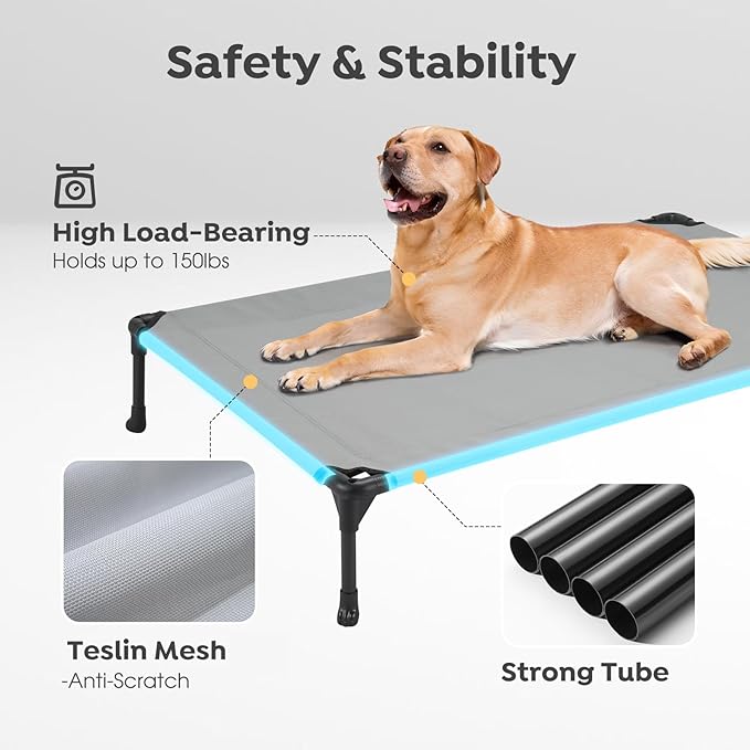 Veehoo 2 Pack Raised Dog Bed 42" x 30", Grey, CWC1803-L