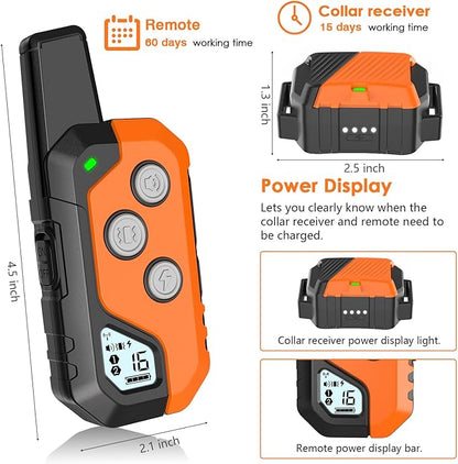 Dog Shock Collar, IP67 Waterproof Dog Training Collar with Remote, 3 Training Modes, Shock, Vibration and Beep, Rechargeable Electric Shock Collar for Large Medium Small Dog