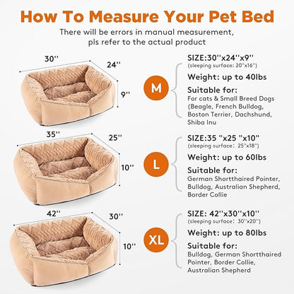 GASUR Rectangle Dog Bed for Medium Large Dogs Machine Washable Sleeping Sofa Non-Slip Bottom Cat Beds for Indoor Cats Warming Soft Calming Sleeping Puppy Bed Sturdy Pet Bed (M (30"x 24"x 9")