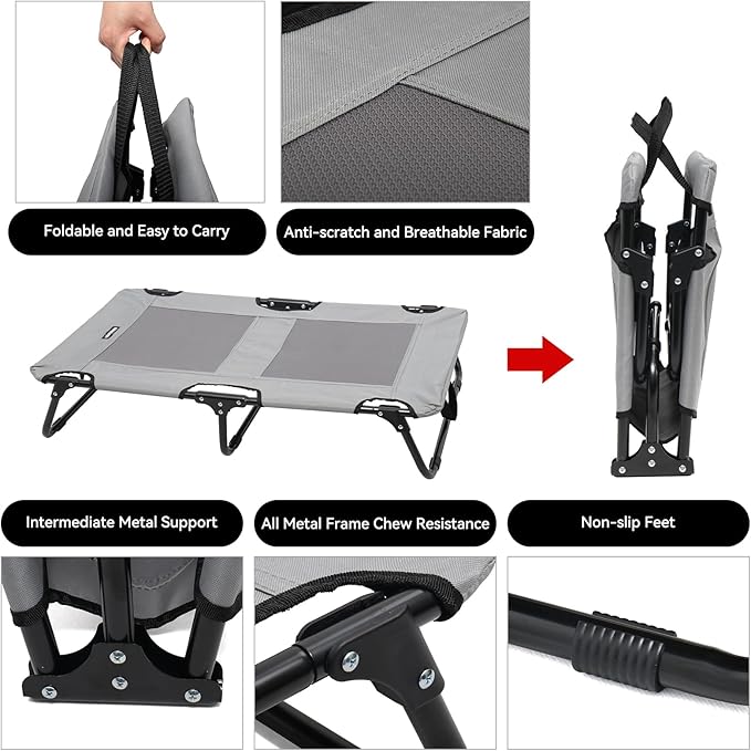 Elevated Dog Bed Portable Raised Dog Cooling Cot