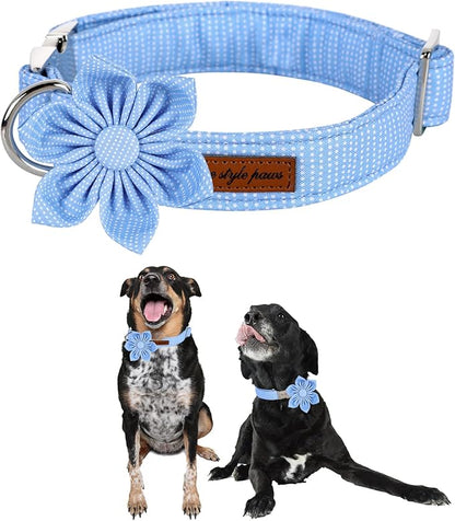 Unique style paws Dog Collar with Flower Tie