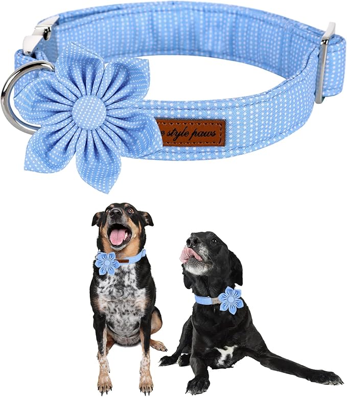 Unique style paws Dog Collar with Flower Tie