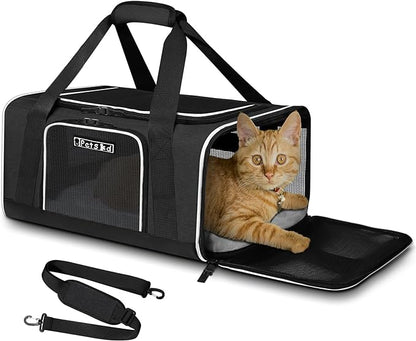 Petskd Pet Carrier 17x12x8.5 JetBlue Allegiant Airline Approved,Pet Travel Carrier Bag for Small Cats and Dogs, Soft Dog Carrier for 1-13 LBS Pets,Dog Cat Carrier with Safety Lock Zipper(Black)