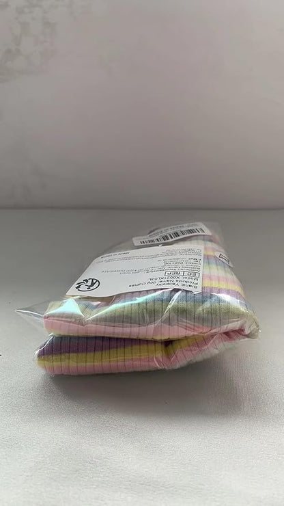 Small Medium Dog Clothes Rainbow Striped Dog Shirts Stretchable Long Sleeve Cat T-Shirt Pet Outfits for Chihuahua Yorkie Teddy (Purple Edge