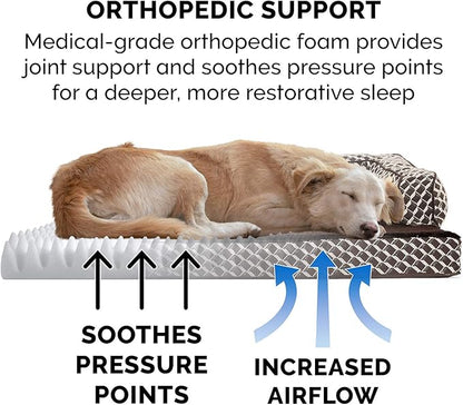 Furhaven Orthopedic Dog Bed for Large/Medium Dogs w/ Removable Bolsters & Washable Cover 55 lbs