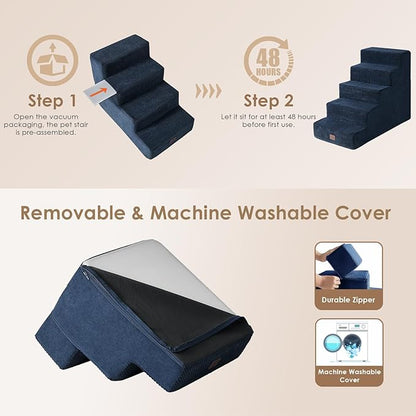 EHEYCIGA Dog Stairs for High Bed 22.5”H 5-Step Dog