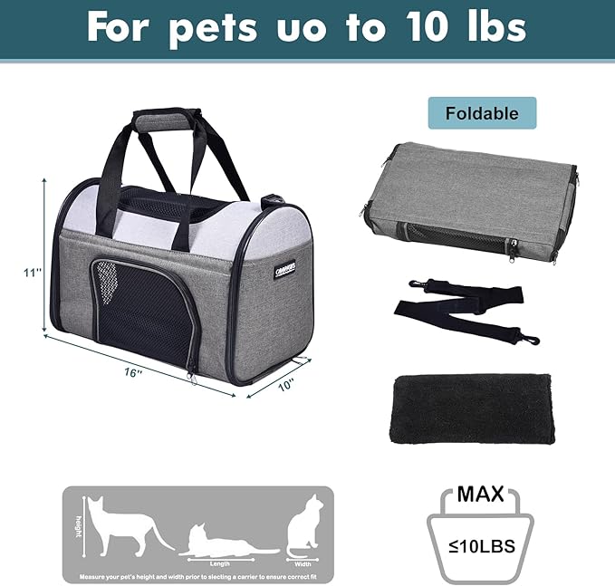 JESPET Soft-Sided Kennel Pet Carrier for Small Dogs, Cats, Puppy, Airline Approved Cat Carriers Dog Carrier Collapsible, Travel Handbag & Car Seat