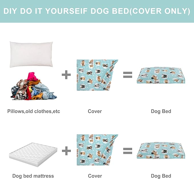 Dog Bed Cover, Waterproof Dog Bed Replacement Cover with Zipper, Oxford Removable Pet Bed Mattress Protector for Outdoor Use, 36Lx27Wx5H in, Bed Cover Only, White Dots Pattern