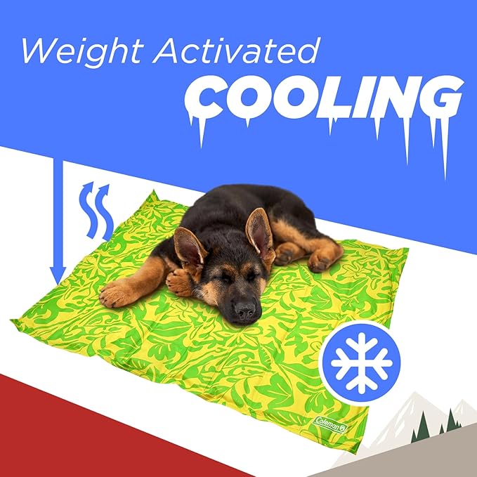 Coleman Medium Green Botanical Pattern Reversible Cooling Mat 24” x 30”