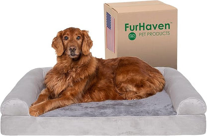 Furhaven Orthopedic Dog Bed for Large Dogs w/ Removable Bolsters & Washable Cover 95 lbs