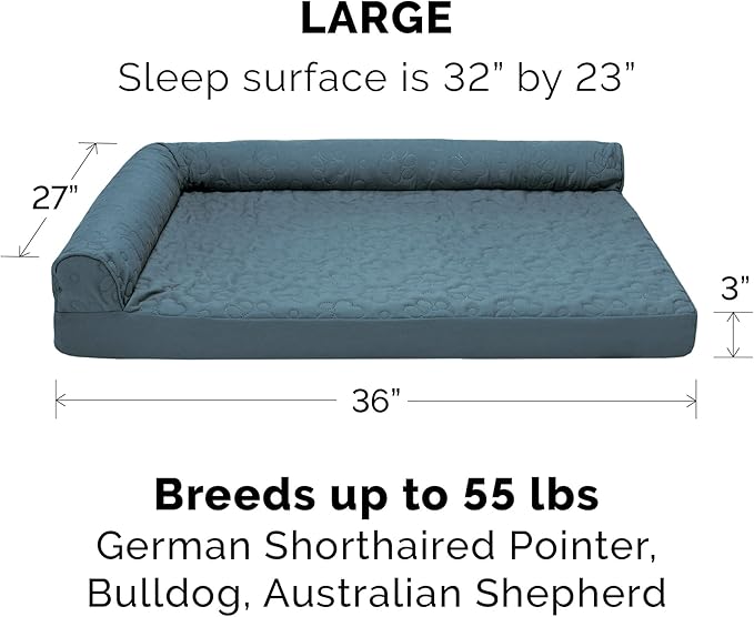 Furhaven Replacement Dog Bed Cover Pinsonic Quilted Paw L Shaped Chaise