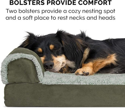 Furhaven Cooling Gel Dog Bed for Large/Medium Dogs w/ Removable Bolsters & Washable Cover 55 lbs