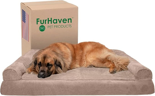 Furhaven Orthopedic Dog Bed for Large Dogs w/ Removable Bolsters & Washable Cover 125 lbs