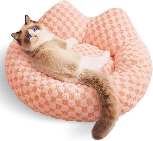 Waterproof Dog Bed & Cat Bed, Removable and Washable Dog Bed, Cozy Soft Round Dog Bed, Cute Dog Bed for Indoor Cats ＆ Small Dogs