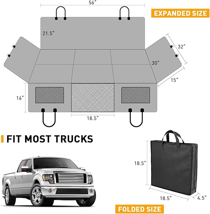 Dog Seat Cover for Trucks Back Seat Extender for Dog F150, RAM1500,