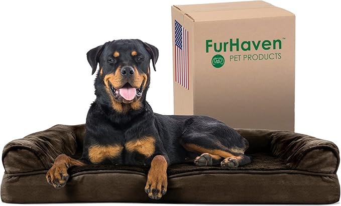 Furhaven Orthopedic Dog Bed for Large Dogs w/ Removable Bolsters & Washable Cover 95 lbs