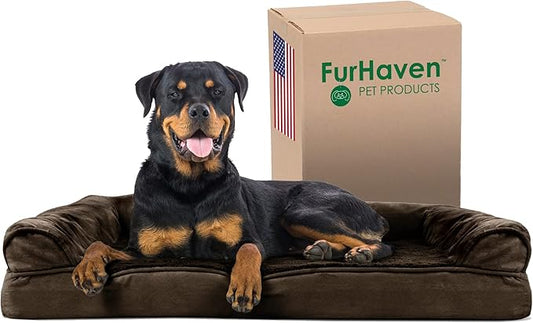 Furhaven Orthopedic Dog Bed for Large Dogs w/ Removable Bolsters & Washable Cover 95 lbs