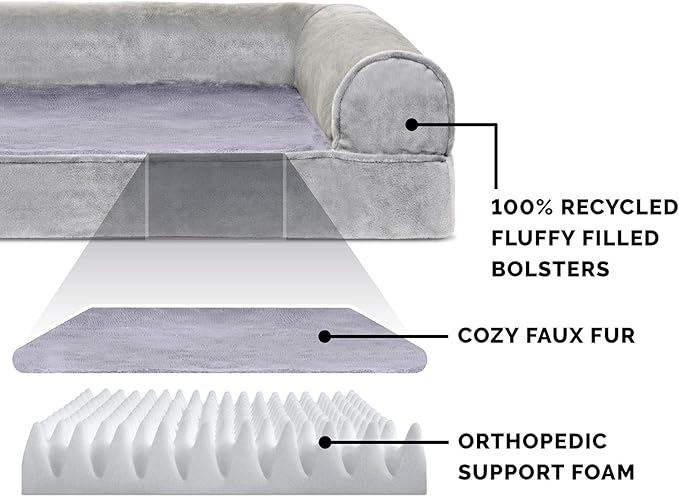 Furhaven Orthopedic Dog Bed for Large Dogs w/ Removable Bolsters & Washable Cover 95 lbs