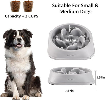 Dog Dishes for Small Dogs and Dog Dishes for Medium Dogs, Slow Feeder Dog Bowls, Dog Slow Feeder Bowl, Dog Food Bowls Slow Feeder, Dog Bowl Slow Feeder, Dog Bowl That Slow Down Eating(Gray)