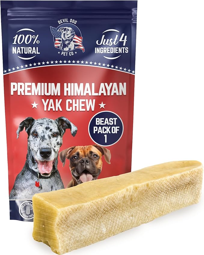 Devil Dog Pet Co. Himalayan Yak Chews – Beast 1 Pack, Yak Cheese Dog Chews, 100% Natural & Healthy, Odor Free, Long Lasting, Yak Chew Treats – Premium Yak Milk Dog Chew, Yak Bones for Dogs