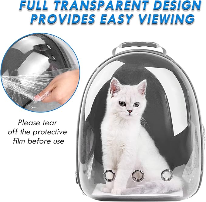 Cat Backpack,Pet Bubble Carrier Backpack Airline Approved,Cat Bookbag with Cat Toy,Small Animal Travel Carrying Bag for Puppy Dog Kitten Bunny Bird Chicken Guinea Pig with Hiking Walking Outdoor Use