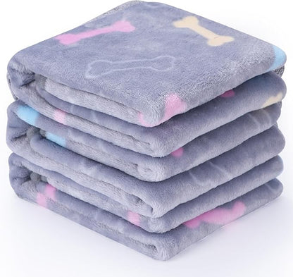 3 Pcs Washable-Soft Warm Dog Blanket Mix Grey 23"x15")