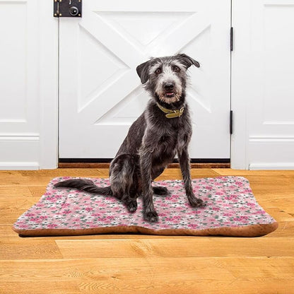 Pink Floral Pet Bed Pad Soft Dog Bed Mat with Anti-Slip Bottom