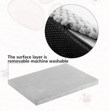 Memory Foam Dog Bed Crate Pad for Large Size Dog Soft Fluffy Kennel Pad Crate Mat for Dog Mattress Anti-Slip Comfy Puppy Bed for Pet 41x26.5 Inch,Grey