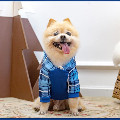 Plaid Dog Hoodie Pet Clothes Sweaters with Hat 1)