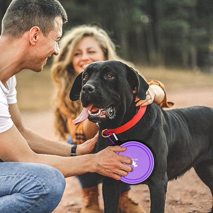 Collapsible Dog Bowls for Travel, 2-Pack Dog Portable Water Bowl for Dogs Cats Pet Foldable Feeding Watering Dish for Traveling Camping Walking with 2 Carabiners, BPA Free