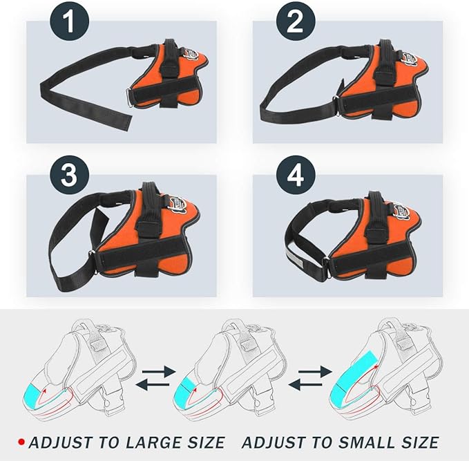 Bolux Dog Harness, No-Pull Reflective Dog Vest, Breathable Adjustable Pet Harness with Handle for Outdoor Walking - No More Pulling, Tugging or Choking (Orange, M)