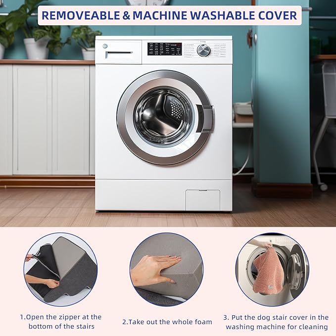 Pettycare Dog Stairs Ramp for High Beds and Couch 3 Steps,Brown