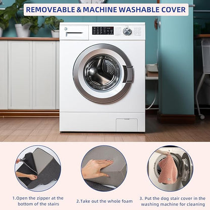 Pettycare Dog Stairs Ramp for High Beds and Couch 3 Steps,Brown