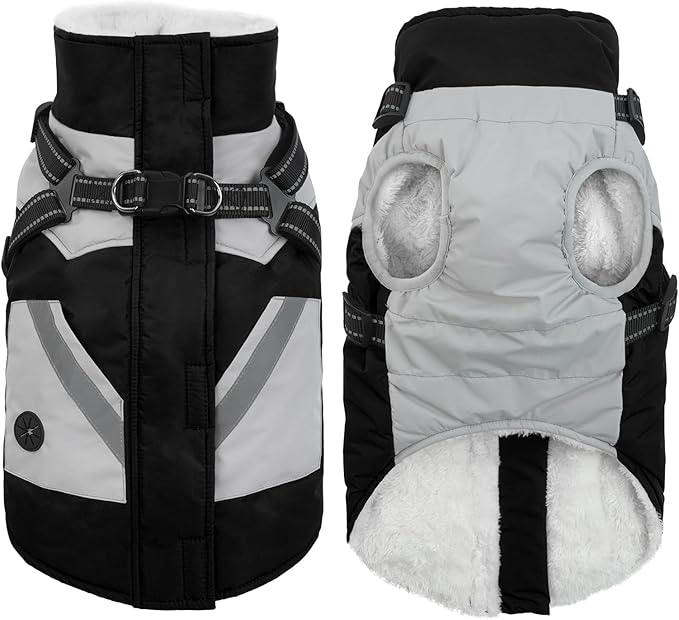 IECOii Warm Small Dog Coat Harness with D Ring -Black