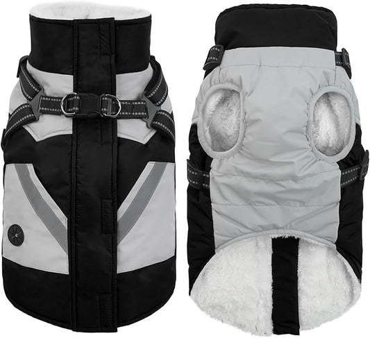 IECOii Warm Small Dog Coat Harness with D Ring -Black