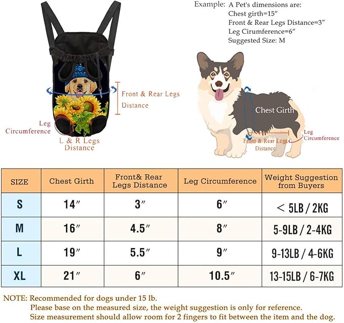 Front-Facing Design Dog Cats Carrier Backpack, Rucksack Legs-Out Sling Bag for Dog Cats, X-Large Size, Suit for Most Breed of Dog, White Lotus Image Printed